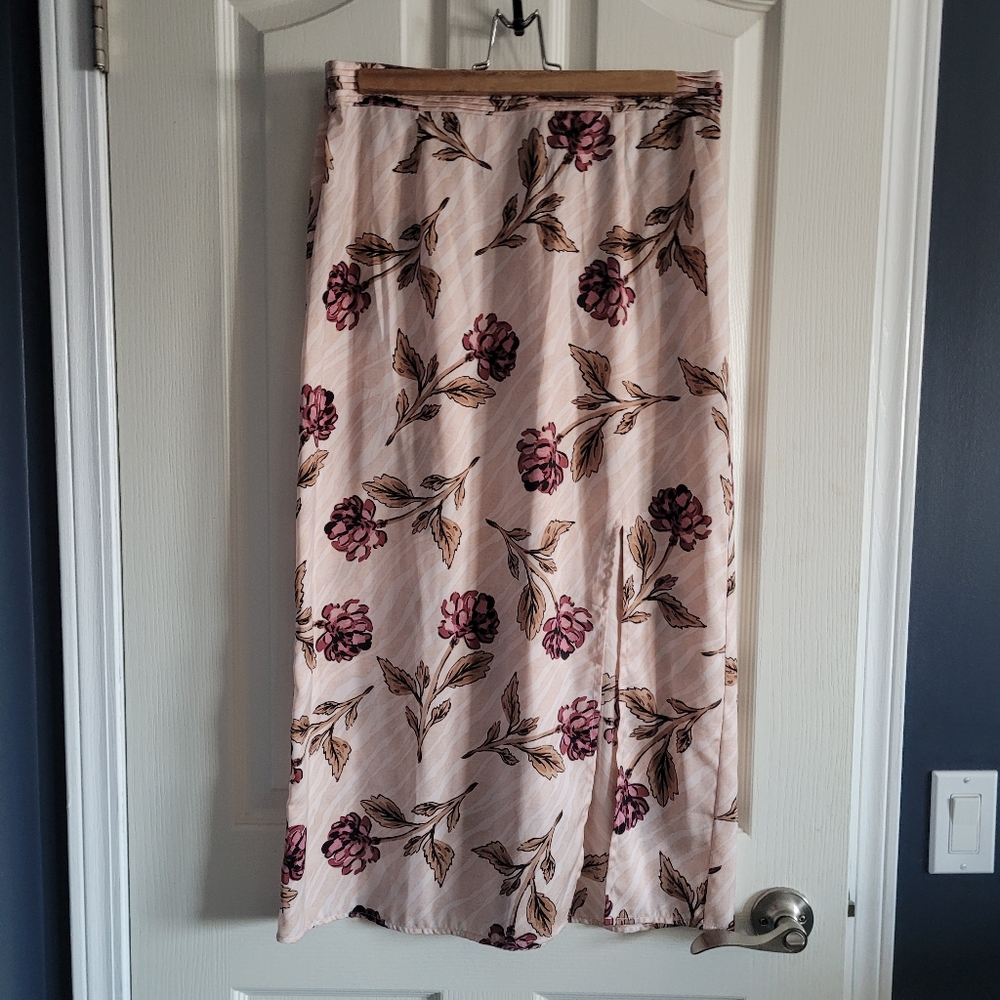 Saltwater Lux midi floral skirt with slit
